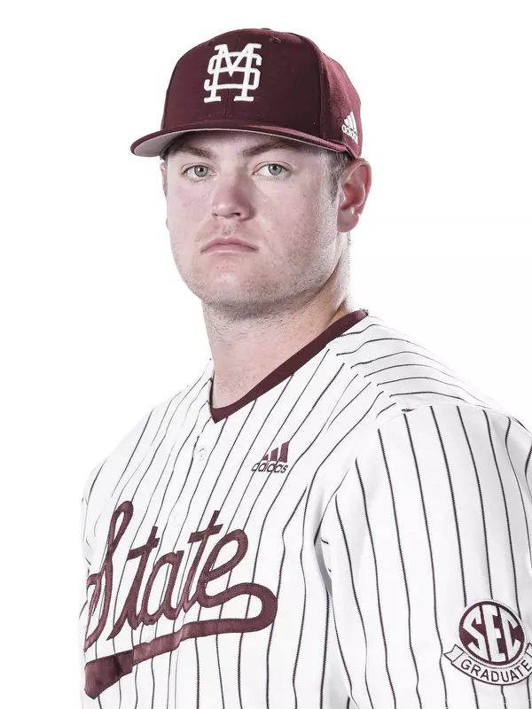STARKVILLE, MS - October 21, 2019 - Mississippi State Pitcher Spencer Price (#55) headshot taken at the Holliman Athletic Center at Mississippi State University in Starkville, MS. Photo By Aaron Cornia