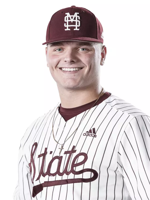 STARKVILLE, MS - October 22, 2019 - Mississippi State Catcher Logan Tanner (#19) headshot taken at the Holliman Athletic Center at Mississippi State University in Starkville, MS. Photo By Aaron Cornia