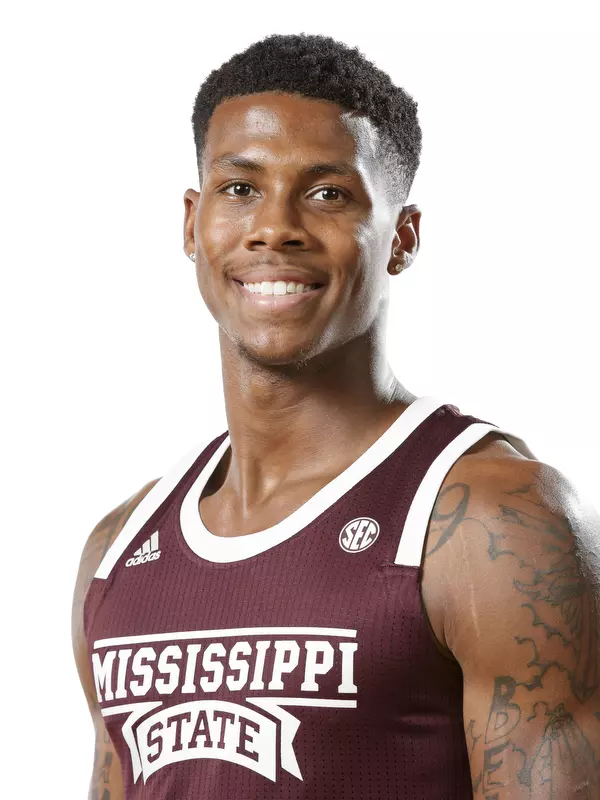 STARKVILLE, MS - October 10, 2019 - Mississippi State Guard DJ Stewart Jr (#3) headshot taken at the Humphrey Coliseum at Mississippi State University in Starkville, MS. Photo By Aaron Cornia
