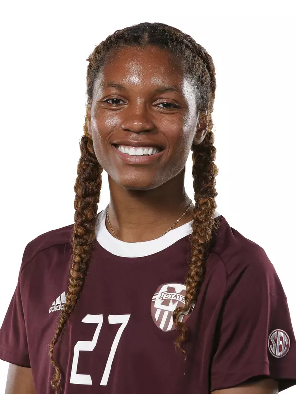 STARKVILLE, MS - July 12, 2019 - Mississippi State Forward Hailey Farrington-Bentil (#27) headshot taken at Mississippi State University in Starkville, MS. Photo By Aaron Cornia