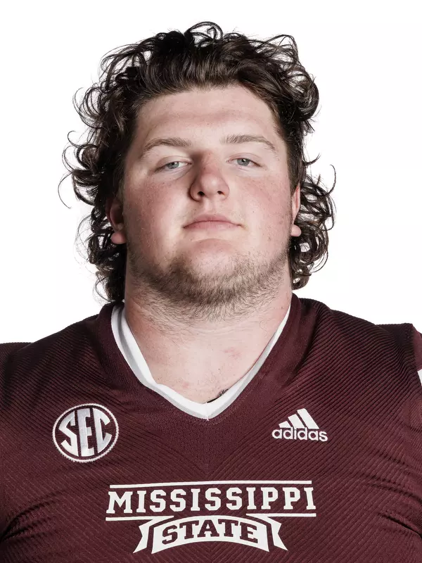 STARKVILLE, MS - May 31, 2022 - Mississippi State Offensive Lineman Jackson Cannon headshot taken at the Leo Seal Jr. Football Complex at Mississippi State University in Starkville, MS. Photo By Austin Perryman