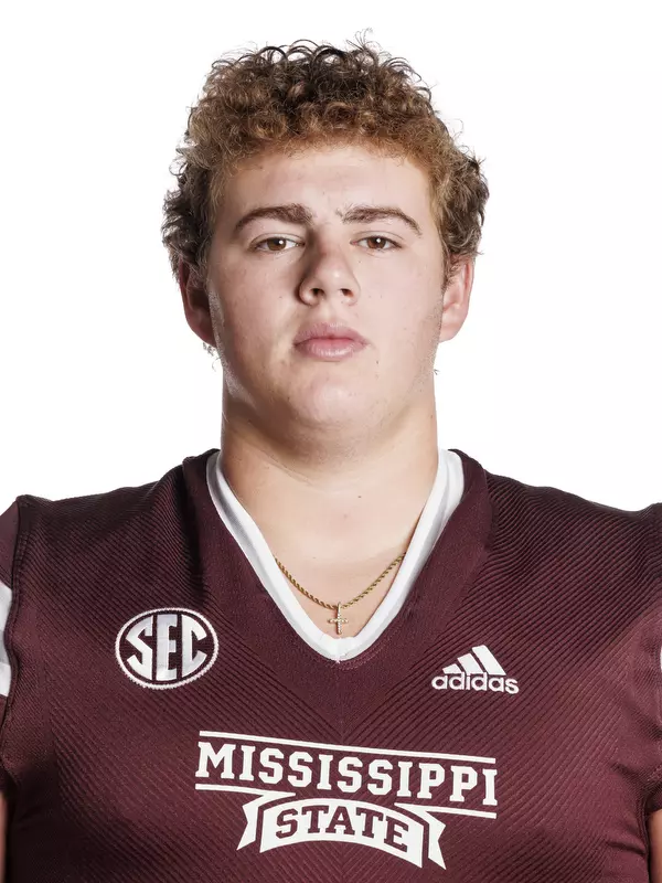 STARKVILLE, MS - May 31, 2022 - Mississippi State Offensive Lineman Hastings Carruth headshot taken at the Leo Seal Jr. Football Complex at Mississippi State University in Starkville, MS. Photo By Austin Perryman