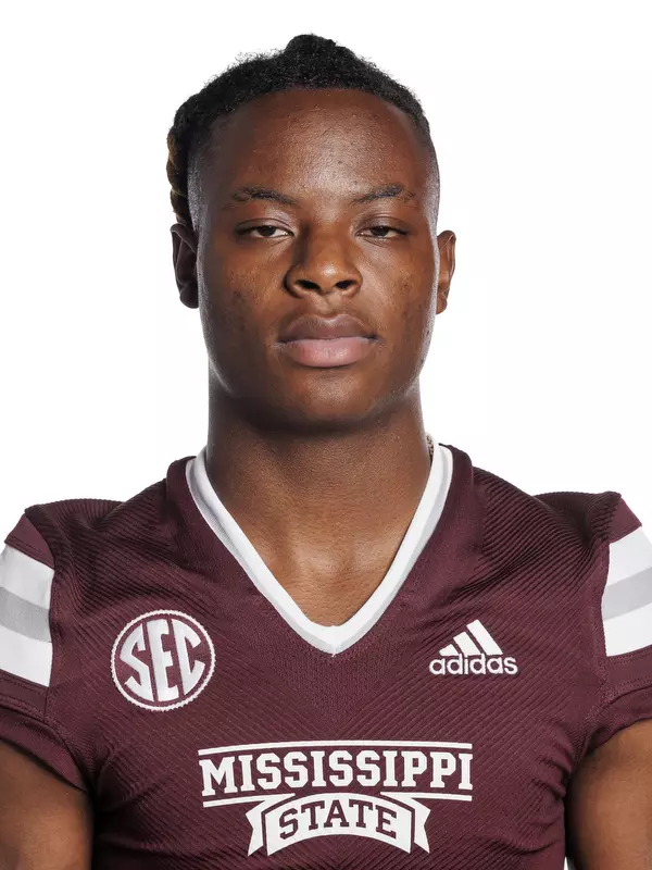 STARKVILLE, MS - May 31, 2022 - Mississippi State Wide Receiver Marquez Dortch headshot taken at the Leo Seal Jr. Football Complex at Mississippi State University in Starkville, MS. Photo By Austin Perryman