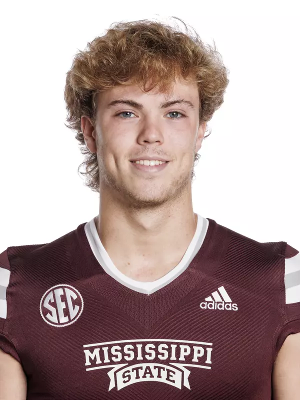 STARKVILLE, MS - May 31, 2022 - Mississippi State Kicker Hudson Hollenbeck headshot taken at the Leo Seal Jr. Football Complex at Mississippi State University in Starkville, MS. Photo By Austin Perryman