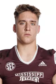 STARKVILLE, MS - May 31, 2022 - Mississippi State Kicker Jordan Kennedy headshot taken at the Leo Seal Jr. Football Complex at Mississippi State University in Starkville, MS. Photo By Austin Perryman