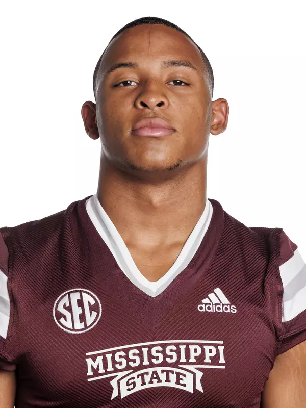 STARKVILLE, MS - May 31, 2022 - Mississippi State Linebacker Khalid Moore headshot taken at the Leo Seal Jr. Football Complex at Mississippi State University in Starkville, MS. Photo By Austin Perryman