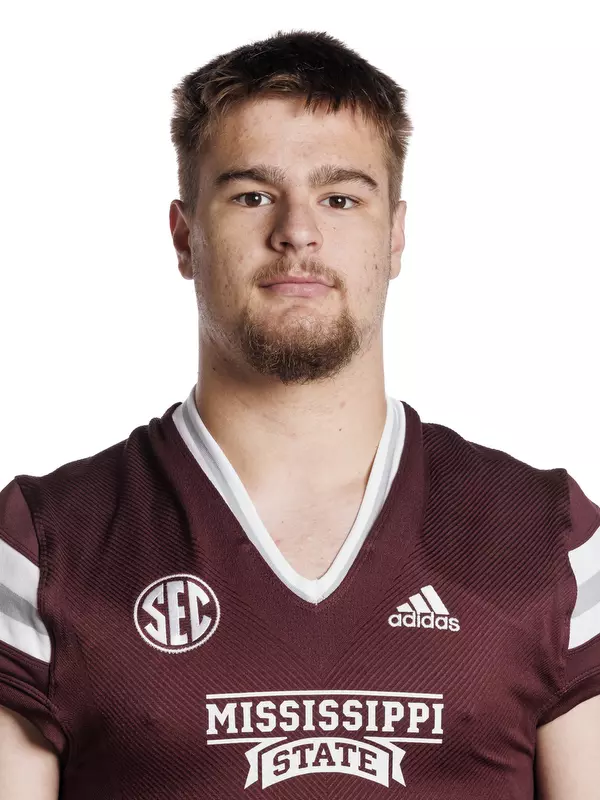 STARKVILLE, MS - May 31, 2022 - Mississippi State Defensive Lineman Gavin Nelson headshot taken at the Leo Seal Jr. Football Complex at Mississippi State University in Starkville, MS. Photo By Austin Perryman