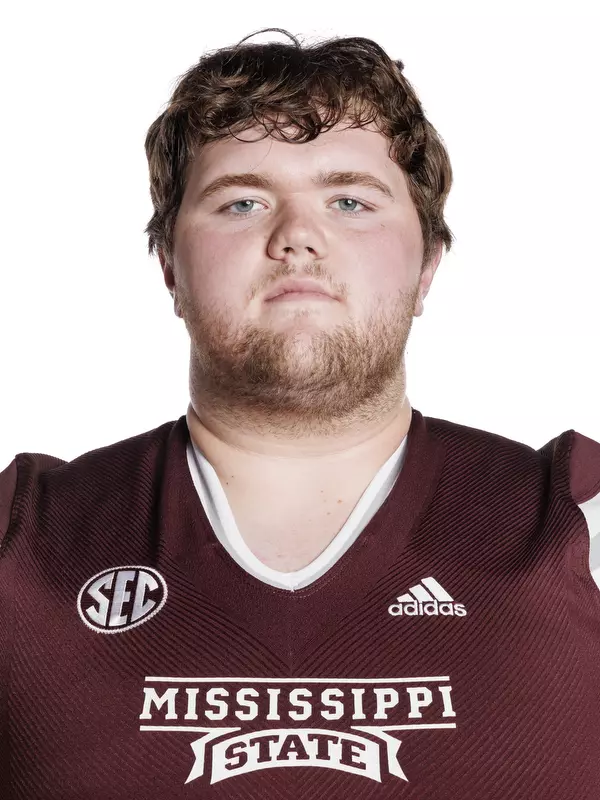 STARKVILLE, MS - May 31, 2022 - Mississippi State Offensive Lineman Lucas Taylor headshot taken at the Leo Seal Jr. Football Complex at Mississippi State University in Starkville, MS. Photo By Austin Perryman