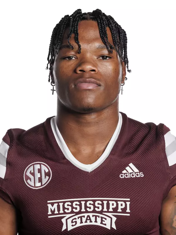 STARKVILLE, MS - May 31, 2022 - Mississippi State Wide Receiver Zavion Thomas headshot taken at the Leo Seal Jr. Football Complex at Mississippi State University in Starkville, MS. Photo By Austin Perryman