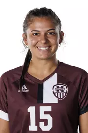 STARKVILLE, MS - July 20, 2022 - Mississippi State Defender Miranda Carrasco (#15) headshot taken during the 2022 Soccer Production Day at the Shira Complex at Mississippi State University in Starkville, MS. Photo By Austin Perryman