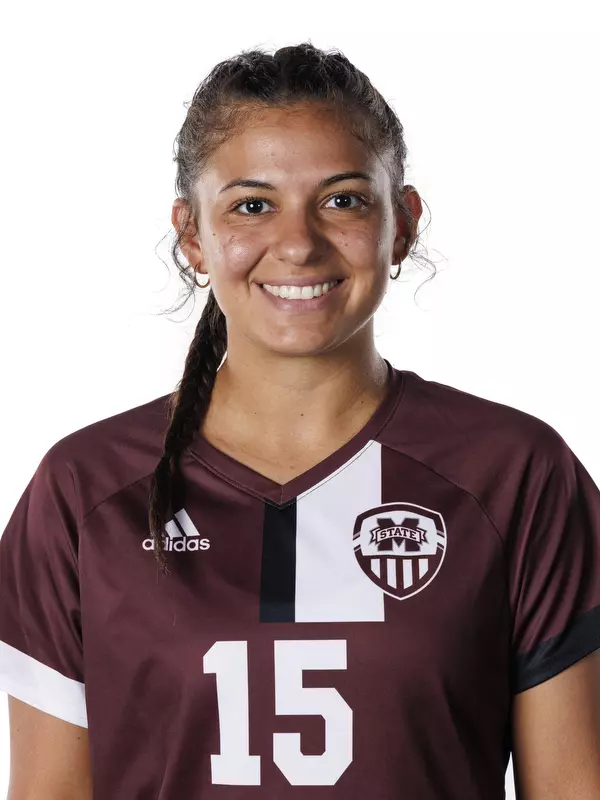 STARKVILLE, MS - July 20, 2022 - Mississippi State Defender Miranda Carrasco (#15) headshot taken during the 2022 Soccer Production Day at the Shira Complex at Mississippi State University in Starkville, MS. Photo By Austin Perryman