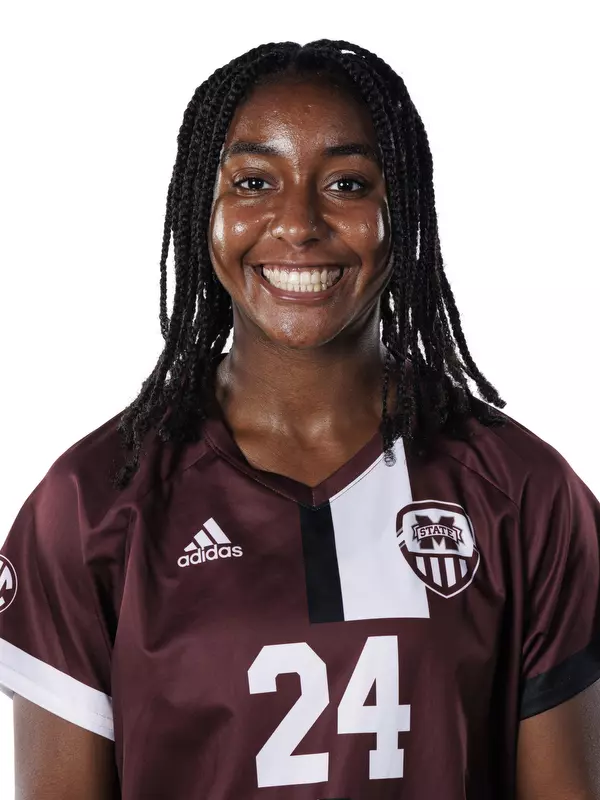 STARKVILLE, MS - July 20, 2022 - Mississippi State Defender Cierra Collins (#24) headshot taken during the 2022 Soccer Production Day at the Shira Complex at Mississippi State University in Starkville, MS. Photo By Austin Perryman
