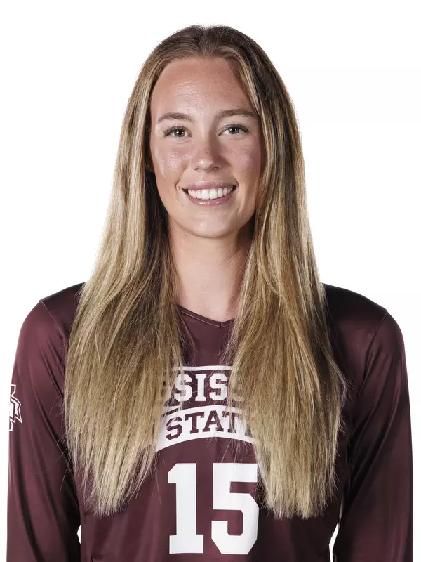 STARKVILLE, MS - July 24, 2022 - Mississippi State Outside Hitter Avery Fitzgerald (#15) headshot taken during the 2022 Volleyball Production Day at the Shira Complex at Mississippi State University in Starkville, MS. Photo By Mike Mattina