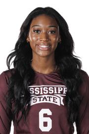 STARKVILLE, MS - July 24, 2022 - Mississippi State Middle Blocker Sania Petties (#6) headshot taken during the 2022 Volleyball Production Day at the Shira Complex at Mississippi State University in Starkville, MS. Photo By Mike Mattina