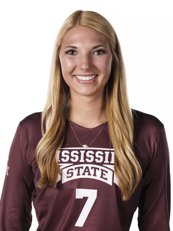 STARKVILLE, MS - July 24, 2022 - Mississippi State Middle Blocker Rebecca Walk (#7) headshot taken during the 2022 Volleyball Production Day at the Shira Complex at Mississippi State University in Starkville, MS. Photo By Mike Mattina