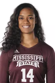 STARKVILLE, MS - August 04, 2022 - Mississippi State Middle Blocker Burgundy Walters (#14) headshot taken during a photoshoot at the Holliman Athletic Center at Mississippi State University in Starkville, MS. Photo By Austin Perryman