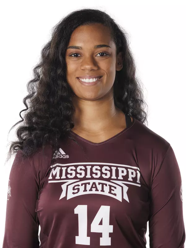 STARKVILLE, MS - August 04, 2022 - Mississippi State Middle Blocker Burgundy Walters (#14) headshot taken during a photoshoot at the Holliman Athletic Center at Mississippi State University in Starkville, MS. Photo By Austin Perryman