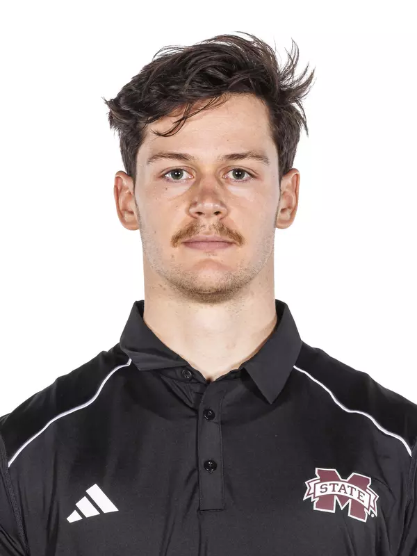 STARKVILLE, MS - October 26, 2023 - Mississippi State Thrower Franck DiSanza headshot taken at the Holliman Athletic Center at Mississippi State University in Starkville, MS. Photo By Bailey Black