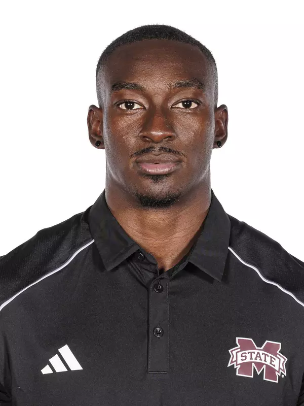 STARKVILLE, MS - October 26, 2023 - Mississippi State Thrower Tyriq Horsford headshot taken at the Holliman Athletic Center at Mississippi State University in Starkville, MS. Photo By Bailey Black