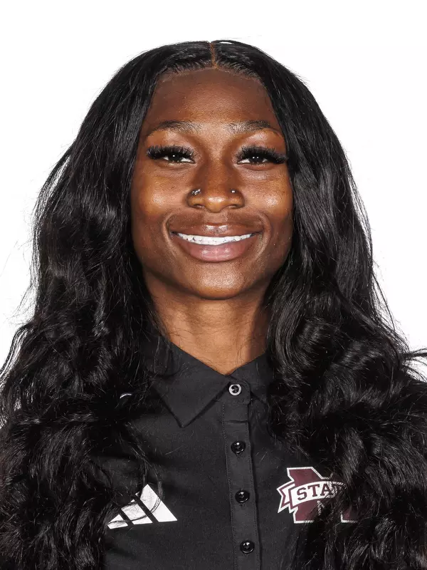 STARKVILLE, MS - October 26, 2023 - Mississippi State Hurdler Jessicka Woods headshot taken at the Holliman Athletic Center at Mississippi State University in Starkville, MS. Photo By Bailey Black