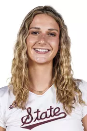 STARKVILLE, MS - August 05, 2023 - Mississippi State Right Side Hitter Caylee Sharkey (#9) during 2023-2024 Volleyball Production Day at the Newell-Grissom Building in Starkville, MS. Photo By Mike Mattina