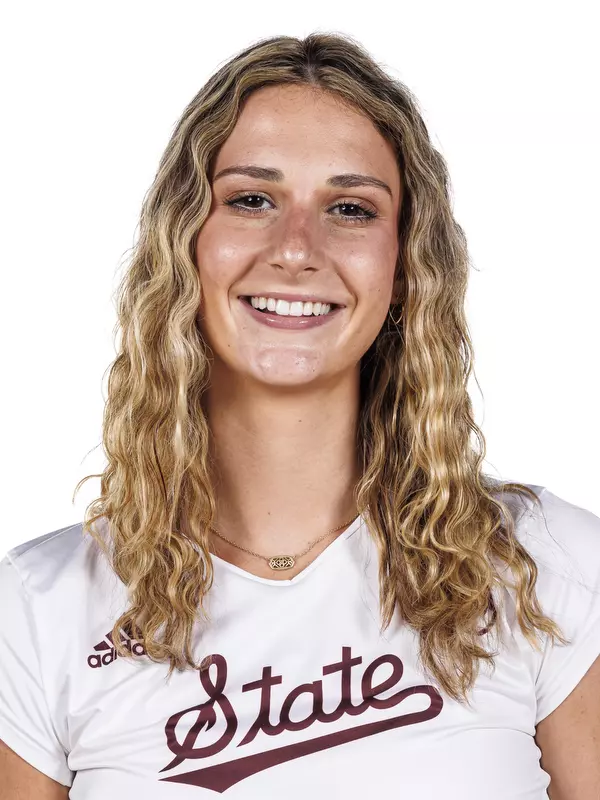 STARKVILLE, MS - August 05, 2023 - Mississippi State Right Side Hitter Caylee Sharkey (#9) during 2023-2024 Volleyball Production Day at the Newell-Grissom Building in Starkville, MS. Photo By Mike Mattina