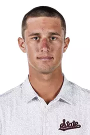 STARKVILLE, MS - September 05, 2023 - Mississippi State's Hunter Logan headshot taken at the Holliman Athletic Center at Mississippi State University in Starkville, MS. Photo By Mike Mattina