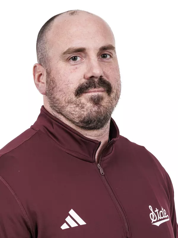 STARKVILLE, MS - February 20, 2024 - Erich Anthony headshot at the Leo Seal Jr. Football Complex at Mississippi State University in Starkville, MS. Photo By Mike Mattina