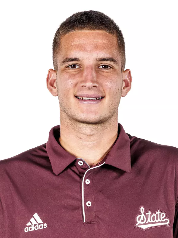 STARKVILLE, MS - August 26, 2024 - Mississippi State's Petar Jovanovic during 2024-2025 Men’s Tennis Production Day at the Rula Tennis Pavilion in Starkville, MS. Photo By Mike Mattina