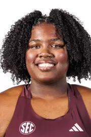 STARKVILLE, MS - October 29, 2025 - Mississippi State Thrower Jewel Giles during 2025-2026 Track & Field Production Day at the Holliman Athletic Center at Mississippi State University in Starkville, MS. Photo By Mike Mattina