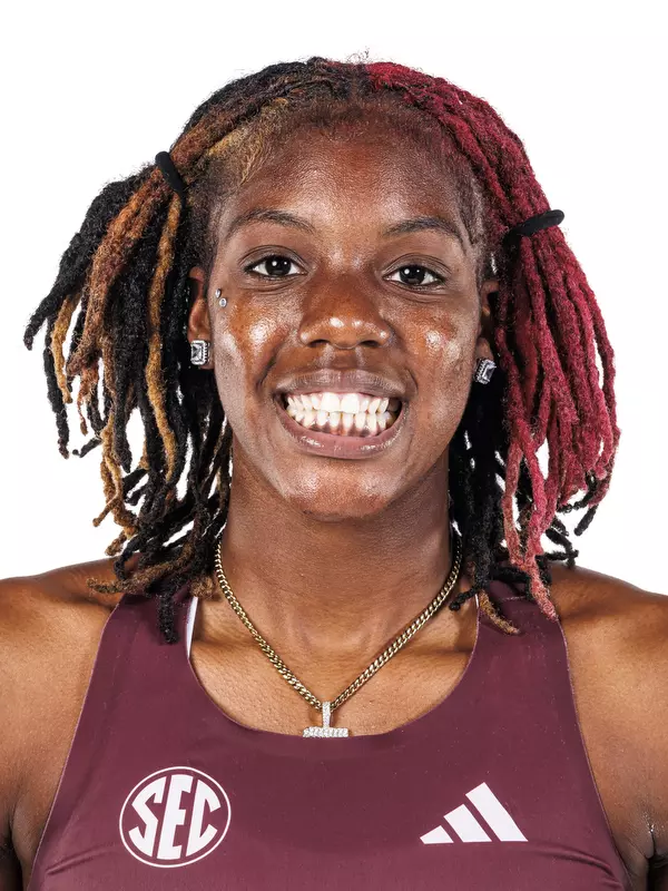 STARKVILLE, MS - October 22, 2026 - Mississippi State’s Treasure Vallorie during 2026-2027 Track & Field Production Day at the Holliman Athletic Center at Mississippi State University in Starkville, MS. Photo By Mike Mattina