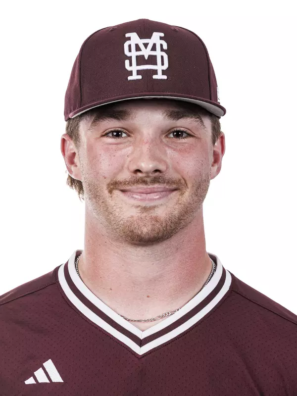 STARKVILLE, MS - September 17, 2026 - Mississippi State Catcher/Utility Player Hunter Strohm (#32) during headshots at Dudy Noble Field at Polk-Dement Stadium in Starkville, MS. Photo By Mike Mattina