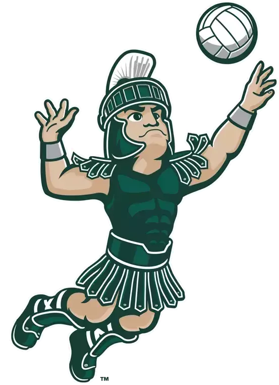 Sparty Doing Volleyball showing artwork of Sparty hitting a volleyball