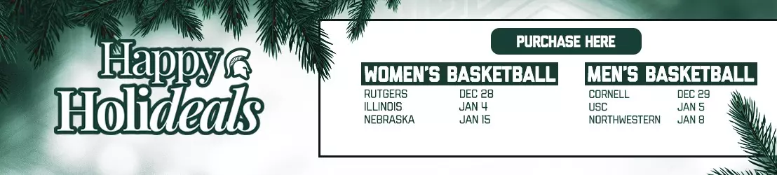 2025 Holideals Graphic displaying men's and women's basketball ticket deals