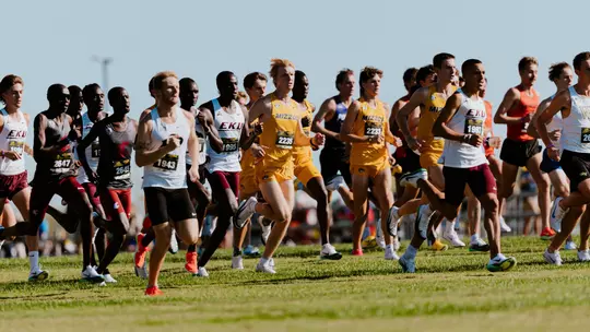Mizzou's men's cross country team runs in the Gans Creek Classic on September 26, 2025.