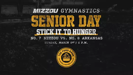 GYM Senior Day and Stick It to Hunger vs. Arkansas on March 1, 1:00PM