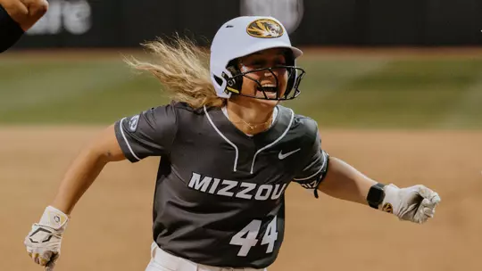 Freshman Linny Ramsey celebrates her first career home run against Miami (OH)