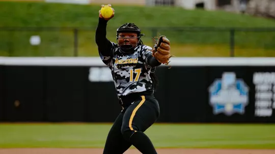 Cierra Harrison pitches against UT Martin in the Tigers 8-0 Victory