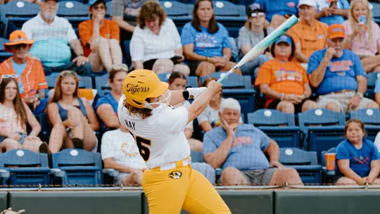 Abby Hay records a home run in the third inning of the second game against Florida