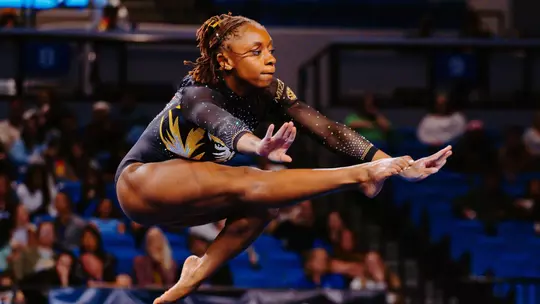 Hannah Horton during her floor routine at Mizzou gymnastics' NCAA Championship Regional Final meet on April 5, 2026, at Historic Memorial Coliseum in Lexington, Kentucky.