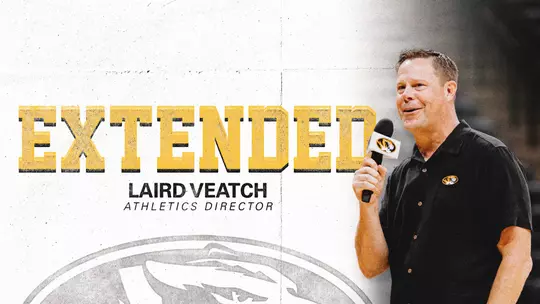 Graphic to announce Contract Extension for Athletics Director Laird Veatch: Extended