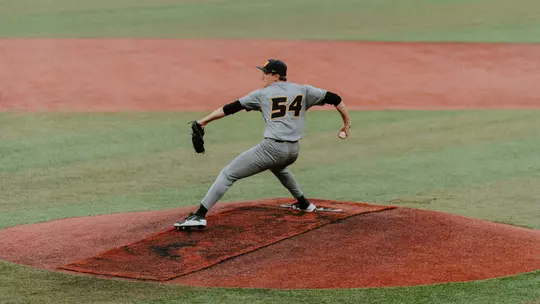 Josh McDevitt throws a pitch at No. 5 Georgia, May 1, 2026