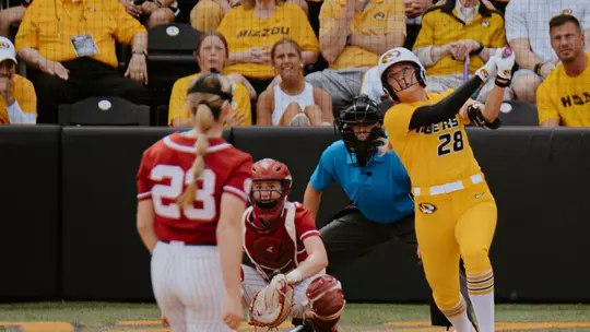 Abby Carr hits a home run against Alabama