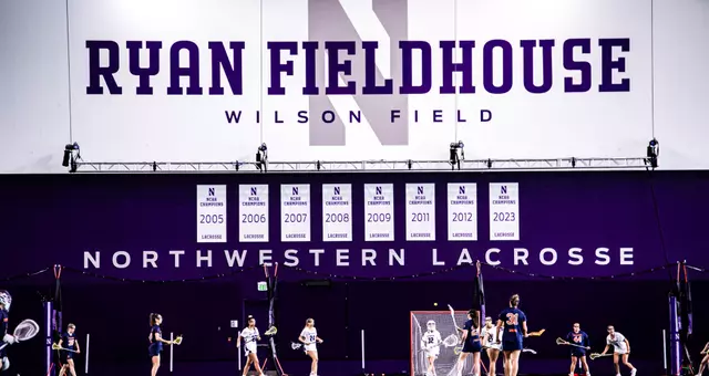 February 10, 2024, Evanston, IL: A game between Northwestern Lacrosse and Syracuse at Ryan Fieldhouse in Evanston, IL on Saturday, February 10, 2024. (Photo by Ryan Kuttler/Northwestern Athletics)
