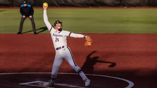 Marina Mason pitches against Michigan State.