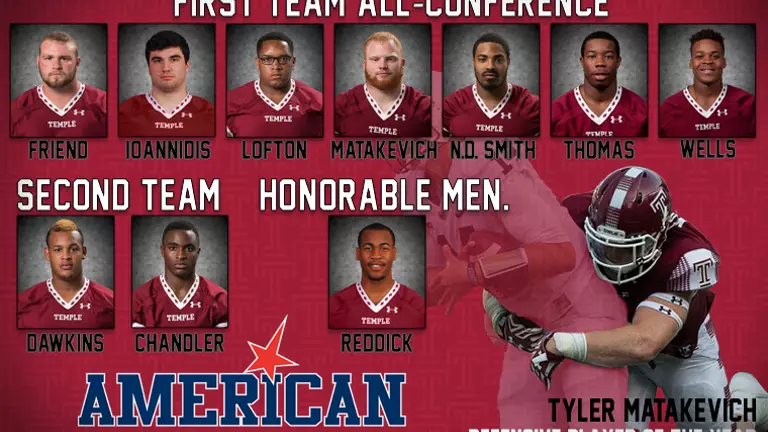 Ten Football Players Selected in Football's All-Conference Honors