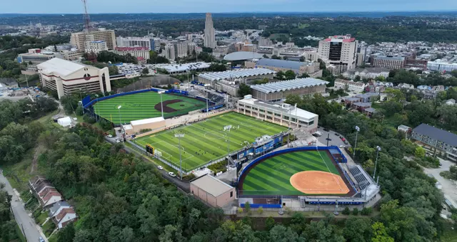 A photo of the Peterson Sports Complex from the air showing the three fields and the surrounding area