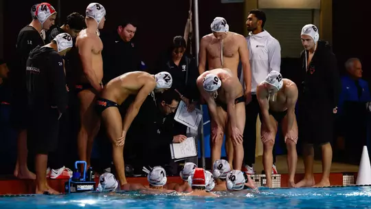 men's water polo huddle photo
