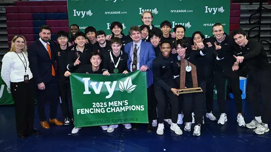 ivy men's fencing celebration team photo