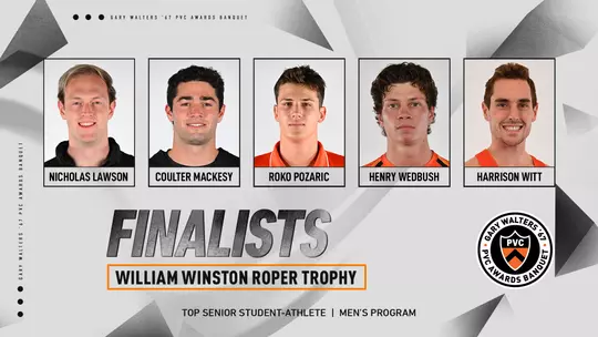 roper trophy finalists announcement graphic with headshots of nicholas lawson, roko pozaric, coulter mackesy, henry wedbush, and harrison witt